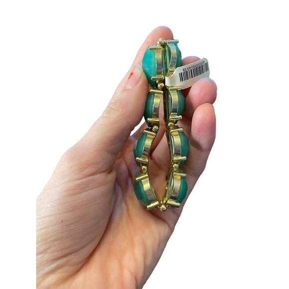 Jewelry Blue seafoam Green Oval stone Stretch Link Bracelet - Picture 7 of 8